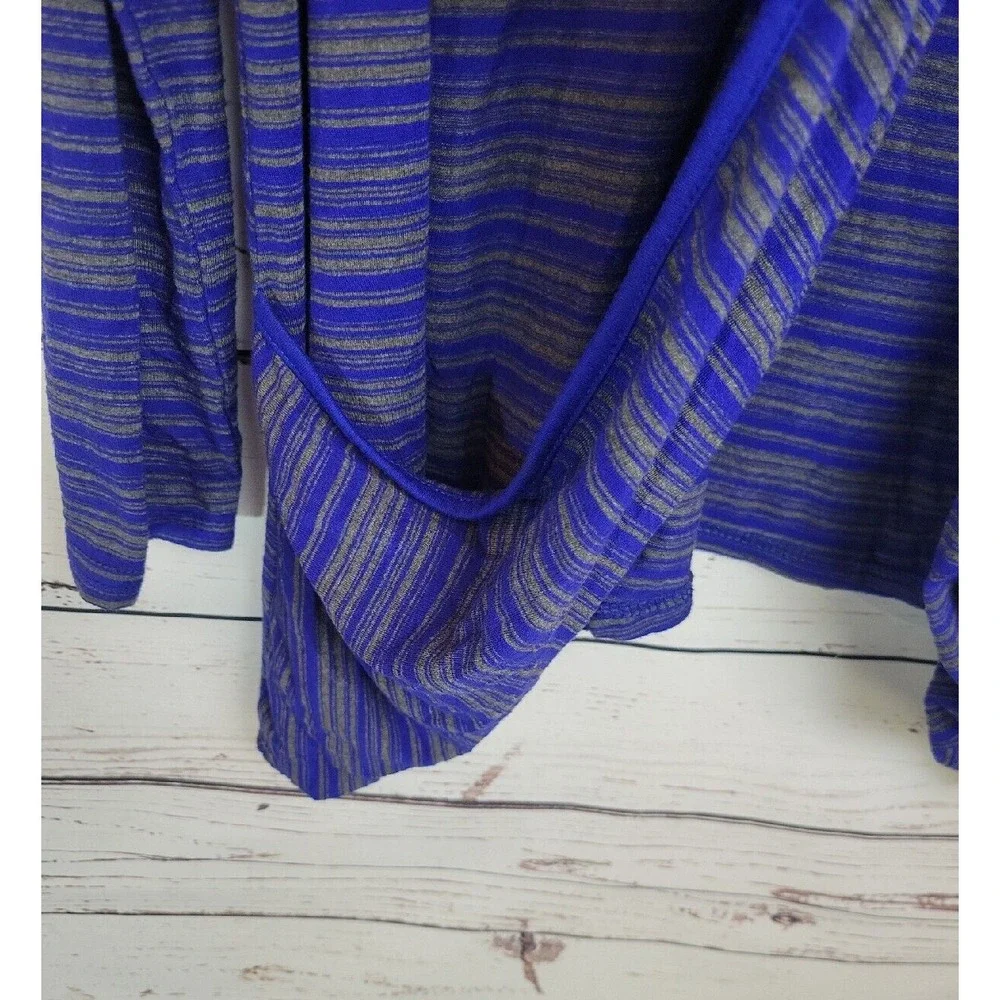 41 Hawthorn Cardigan Sweater Open Front Striped Draped Knit Blue Gray Size Large